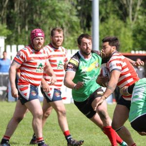 Sam gee in the thick of the action v North Wales - June 7th 2015.
