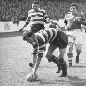 Jack Keith touches down for a try early in the second half v Rochdale - Aug 11th 1956.