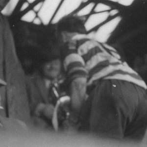 Frank Stirrop goes up to receive the Law Cup - Aug 11th 1956.