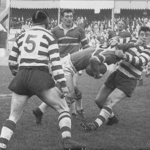 Peter Smethurst takes one in the face v Rochdale - Oct 26th 1963.