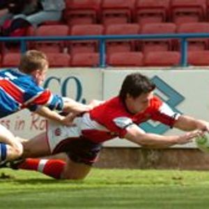 Rochdale v Oldham Roughyeds Nick Johnson scoring try in the first half - Aug 15th 2005.