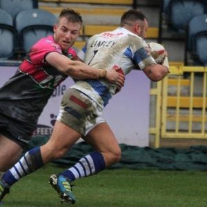Adam Clay brings down Gareth Langley at Rochdale - April 3rd 2015.