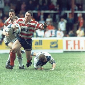 David Bradbury bursts into the clear. Last senior match at Watersheddings - Aug 25th 1996.