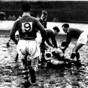 Charlie Winslade brings down a St Helens player - March 26th 1951.