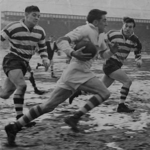 Alan Davies and Terry O’Grady give chase to the St. Helens winger Eric Ledger - Feb 19th 1955.