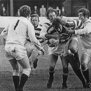 Bob Welding takes on the Saints defence as Kevin Flanagan looks on - Aug 31st 1975.