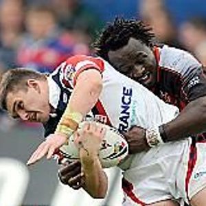 Lucas Onyango goes in with a crunching tackle on Danny Brough - June 1st 2008.