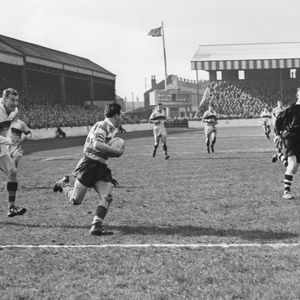 Frank Pitchford leaves several Whitehaven defenders in his wake as he goes over for one of his two tries - April 18th …