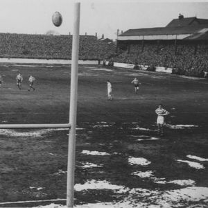 Dick Cracknell kicks a penalty goal - Feb 12th 1955.