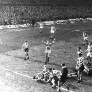 Brian McTigue scores in the first few minutes - March 8th 1958.