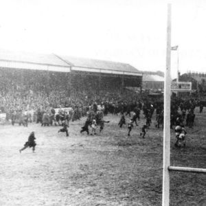 Wigan fans invade the pitch at the final whistle - March 8th 1958.