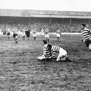 Ernie Ashcroft brings down Dick Cracknell - April 5th 1958.