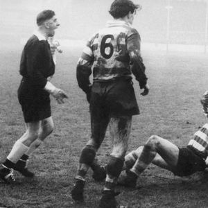 Geoff Bootle is tackled by John Noon and Keith Holden - Jan 20th 1962.