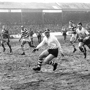 Trevor Simms, John Noon and Peter Smethurst chase a loose ball - April 6th 1963.