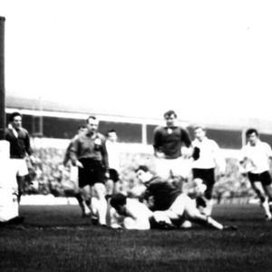 Bob Irving is hauled down just short of the Wigan line in the 1966 Lancs Cup Final - Oct 29th 1966.
