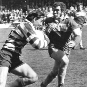 Colin Clarke moves in on Phil Larder - April 22nd 1972.