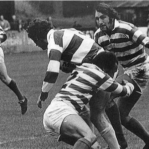 A tackle from Mike Elliott with Arthur Daley and Martin Murphy in support v Wigan - Sep 1st 1973.