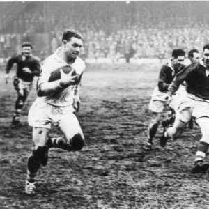 Frank Heyes gives chase to Johnny Lawrenson - March 17th 1951.