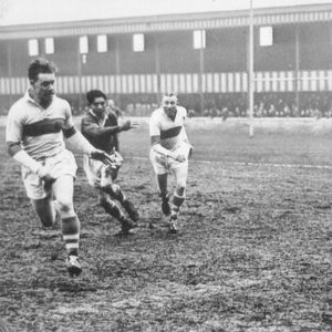 Wilson Spencer breaks clear v Workington - March 17th 1951.