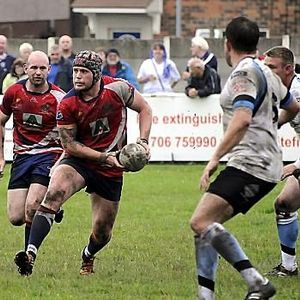 Chris Clarke in action v Workington backed up by Neil Roden - Aug 19th 2012.