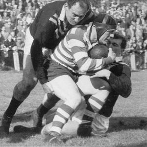 Trevor Simms is tackled by Vic Yorke - Sep 14th 1963.