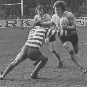Mike Elliott moves in to tackle the York full back Dick Wallace - March 11th 1972.