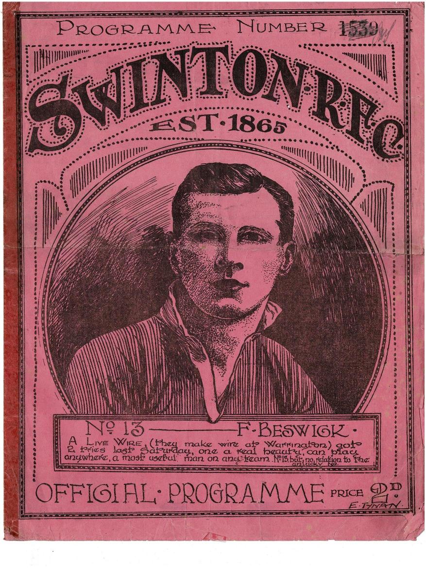 Programme cover: Oldham v Swinton, 2 April 1926