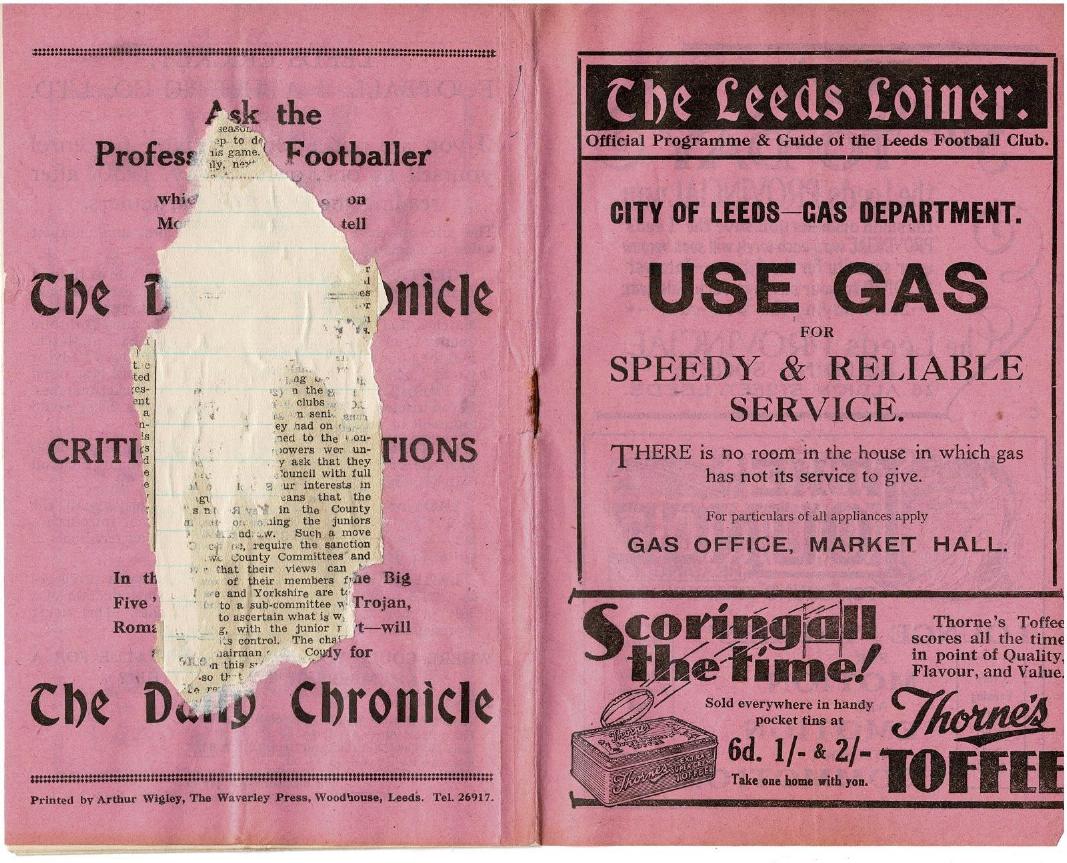 Programme cover: Oldham v Leeds, 21 April 1930