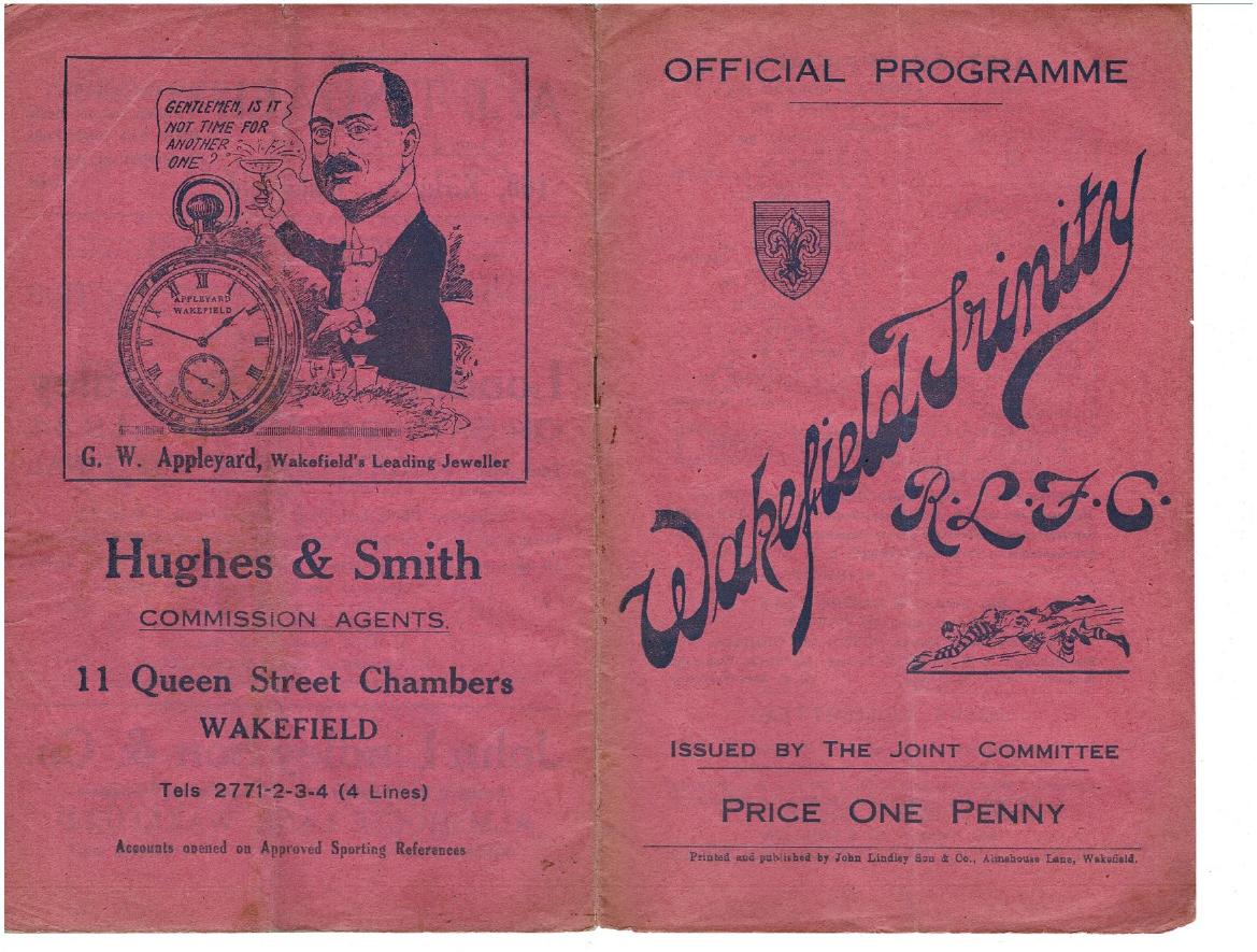 Programme cover: Oldham v Wakefield Trinity, 9 December 1933