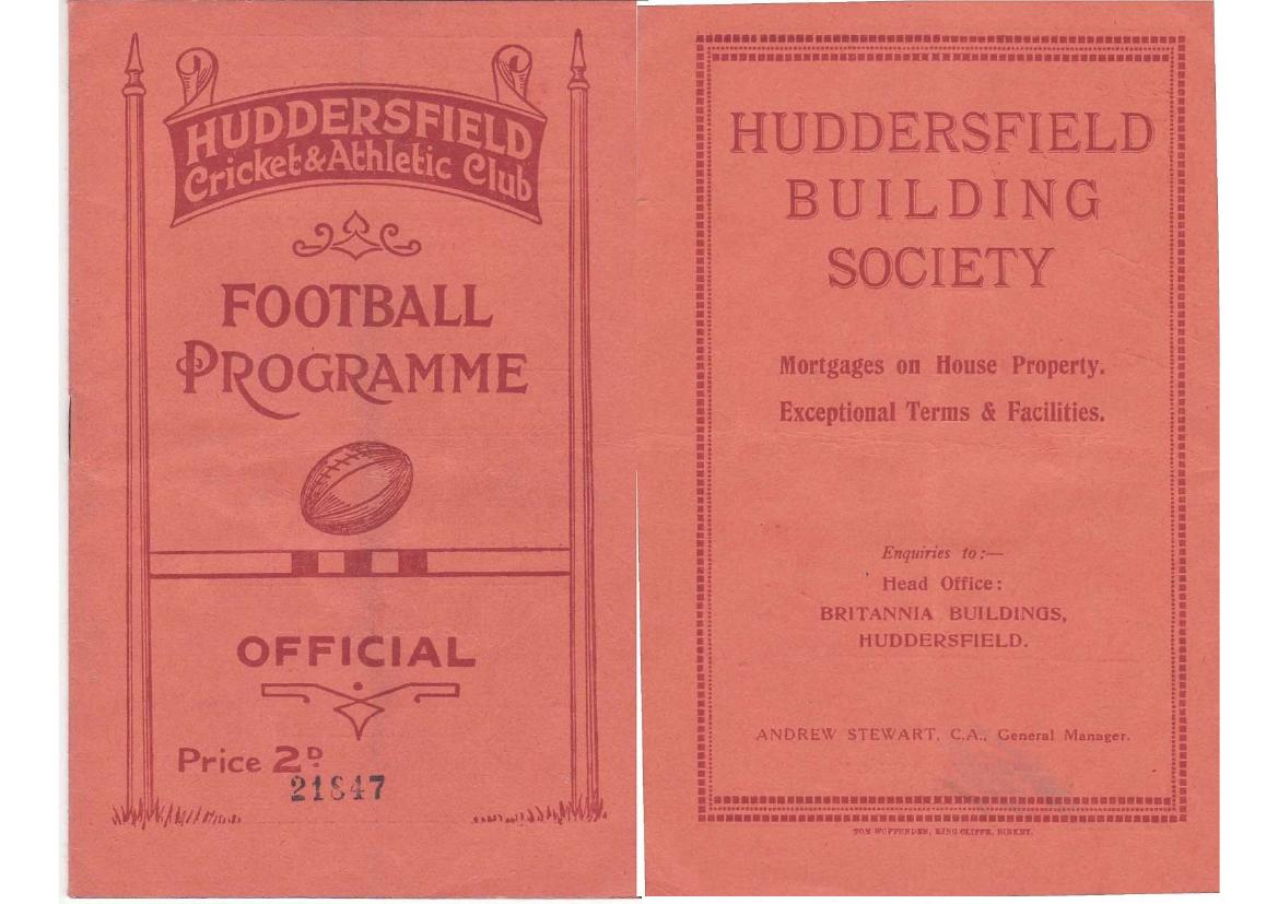 Programme cover: Oldham v Huddersfield, 23 February 1935