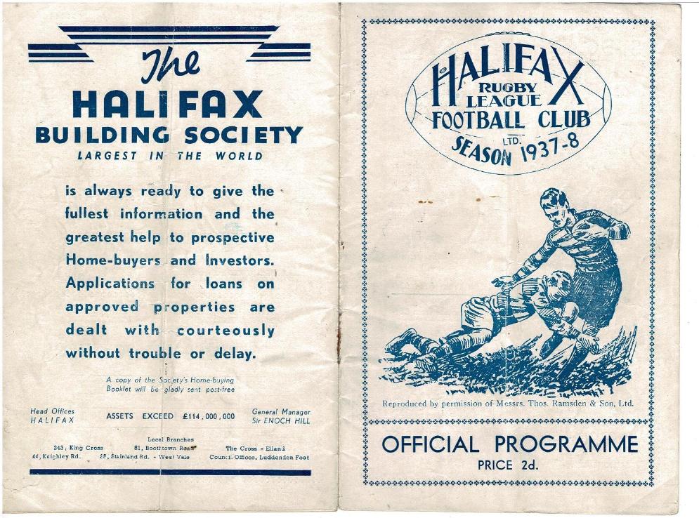 Programme cover: Oldham v Halifax, 30 October 1937