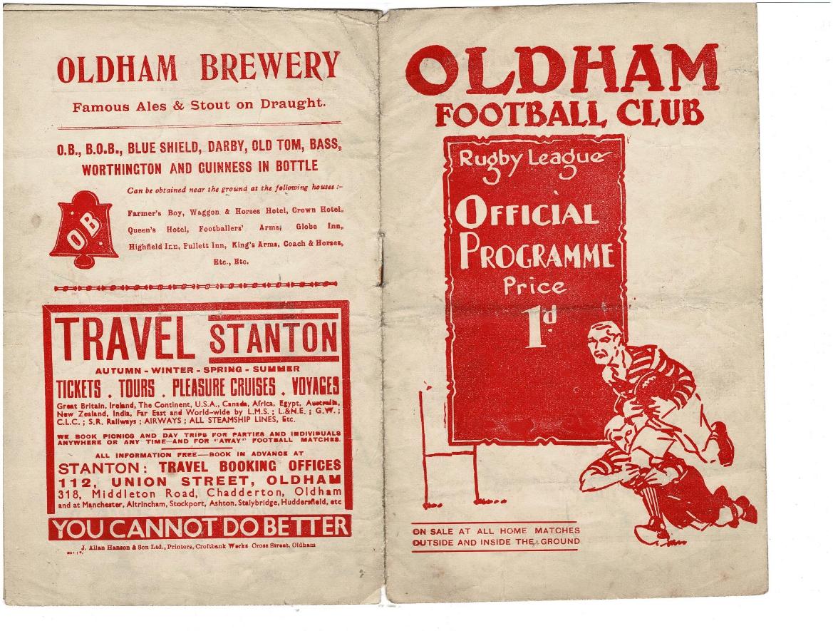 Programme cover: Oldham v Castleford, 4 February 1939