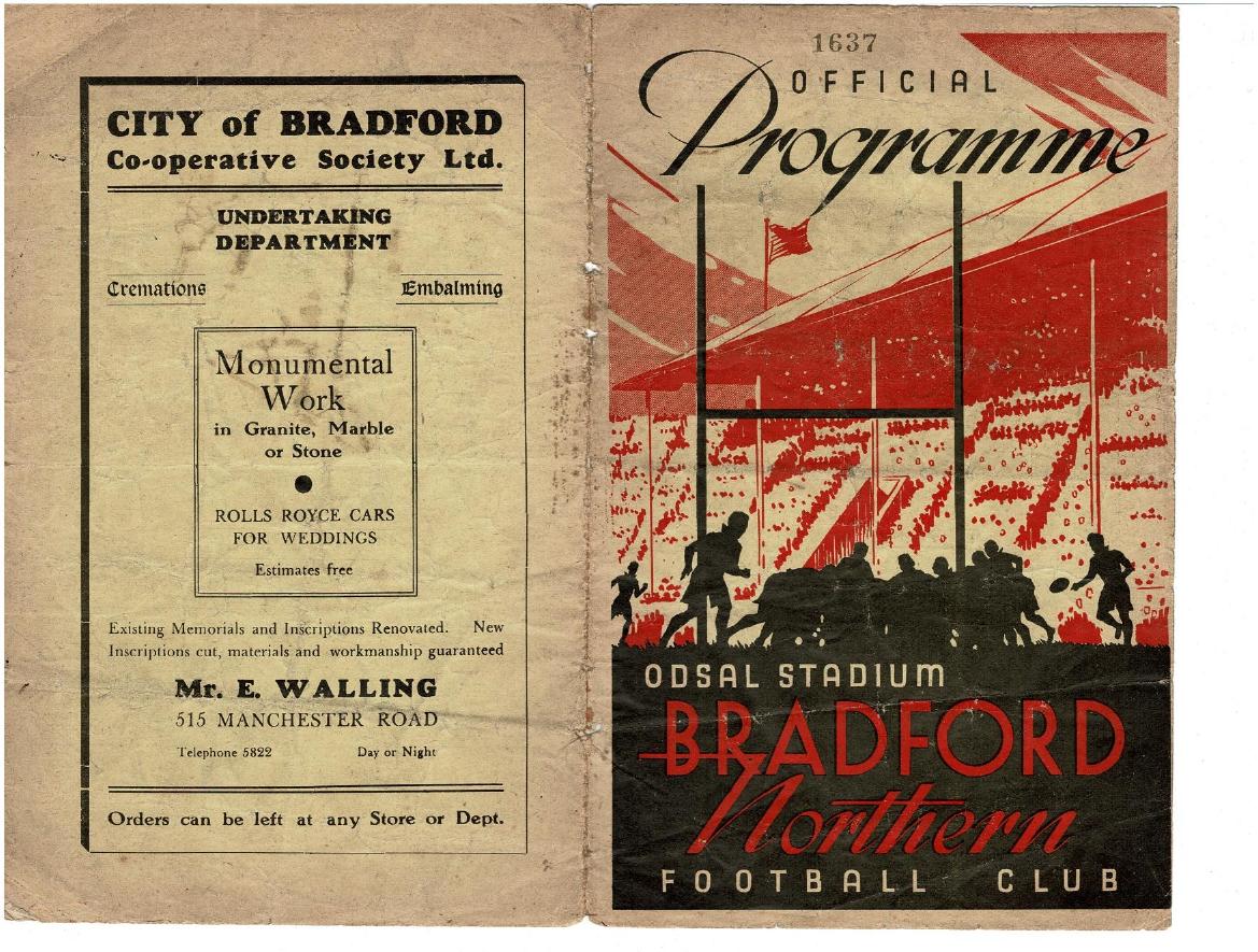 Programme cover: Oldham v Bradford Northern, 18 February 1939