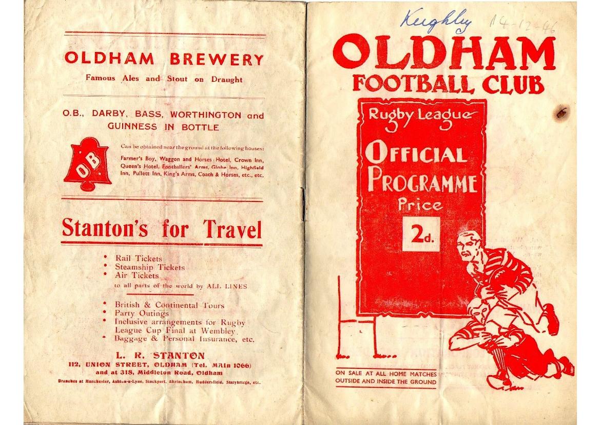 Programme cover: Oldham v Keighley, 14 December 1946