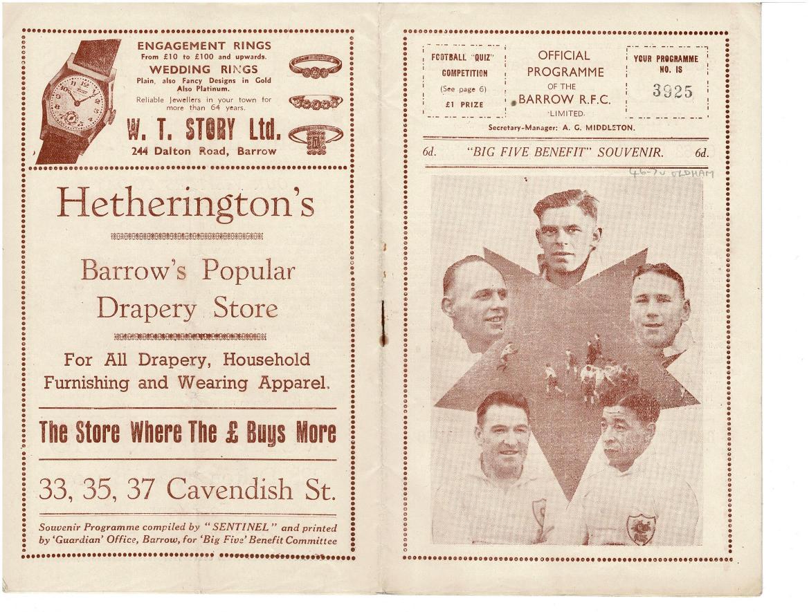 Programme cover: Oldham v Barrow, 25 January 1947