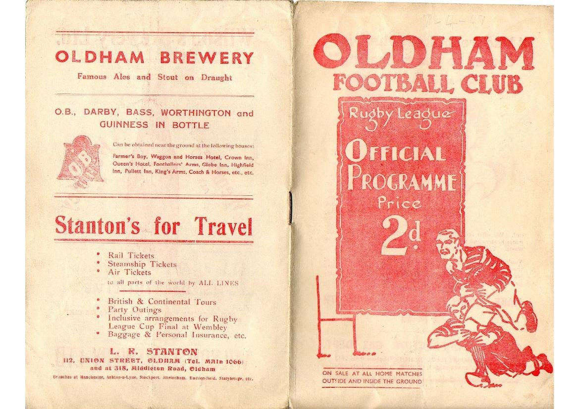 Programme cover: Oldham v Barrow, 7 April 1947