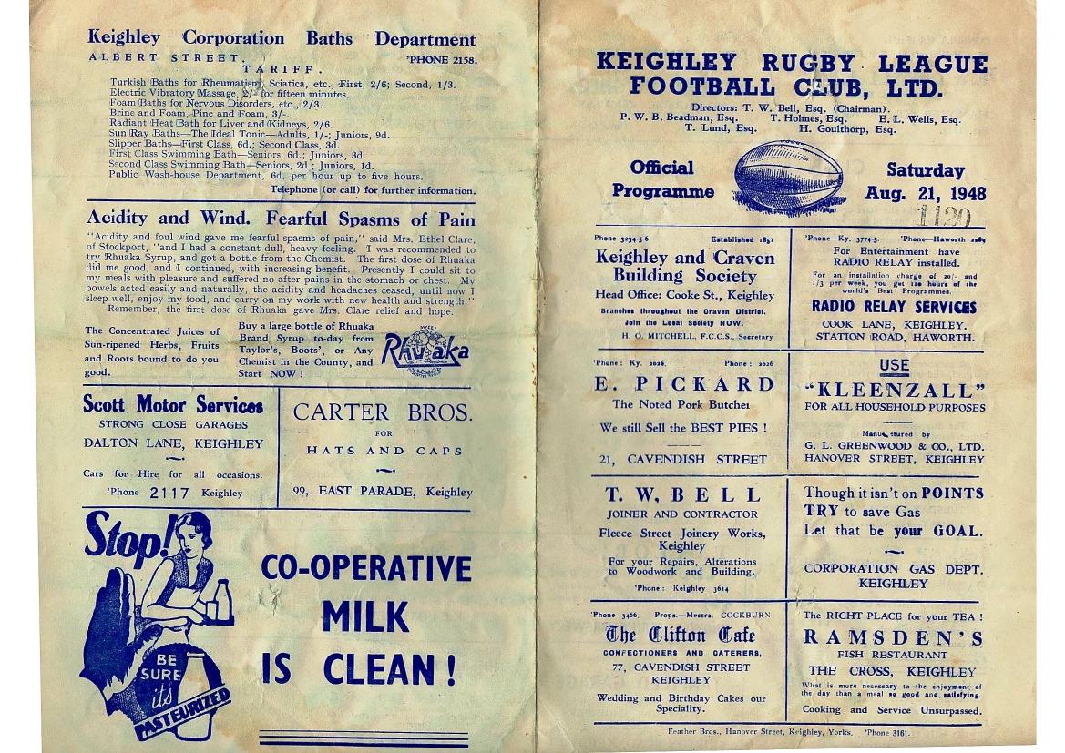 Programme cover: Oldham v Keighley, 21 August 1948