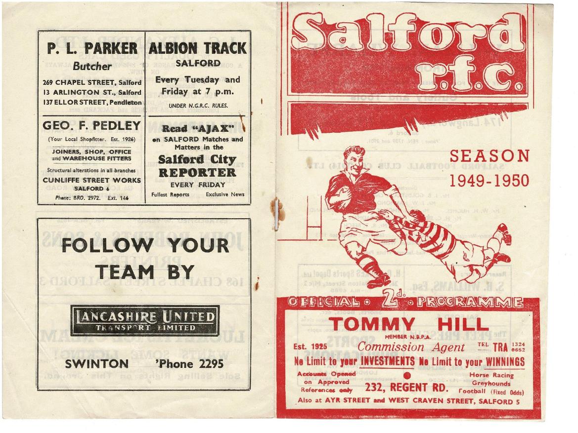Programme cover: Oldham v Salford, 27 December 1949