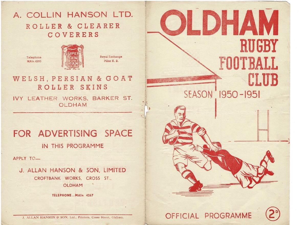 Programme cover: Oldham v York, 26 August 1950