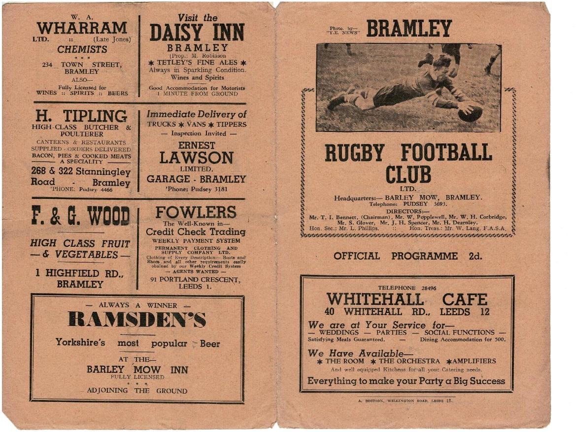 Programme cover: Oldham v Bramley, 30 September 1950