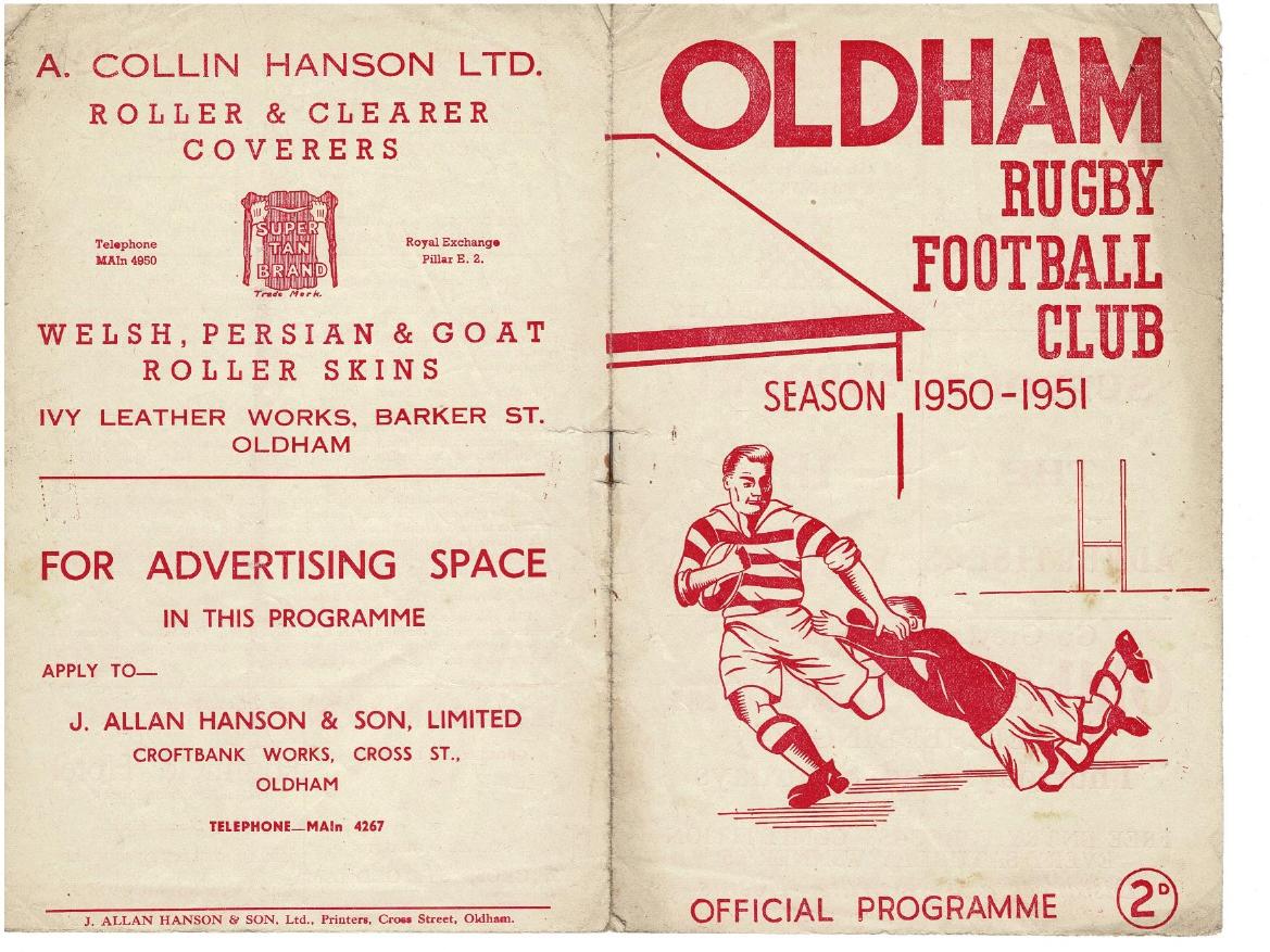 Programme cover: Oldham v Leigh, 21 October 1950