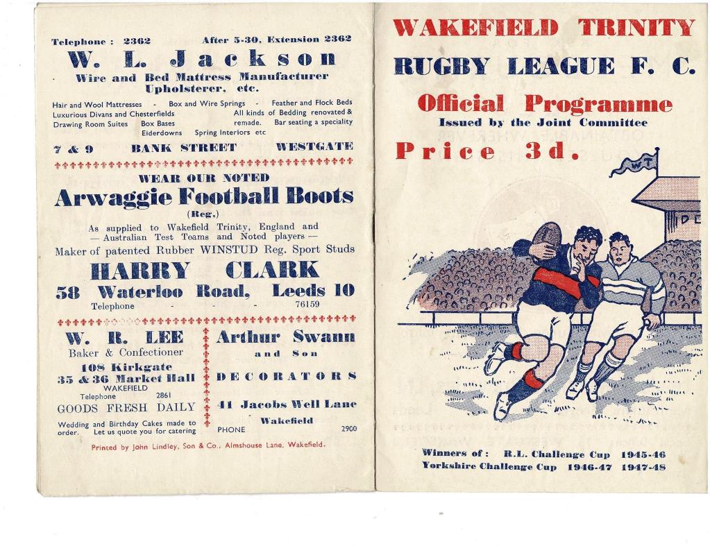 Programme cover: Oldham v Wakefield Trinity, 28 October 1950