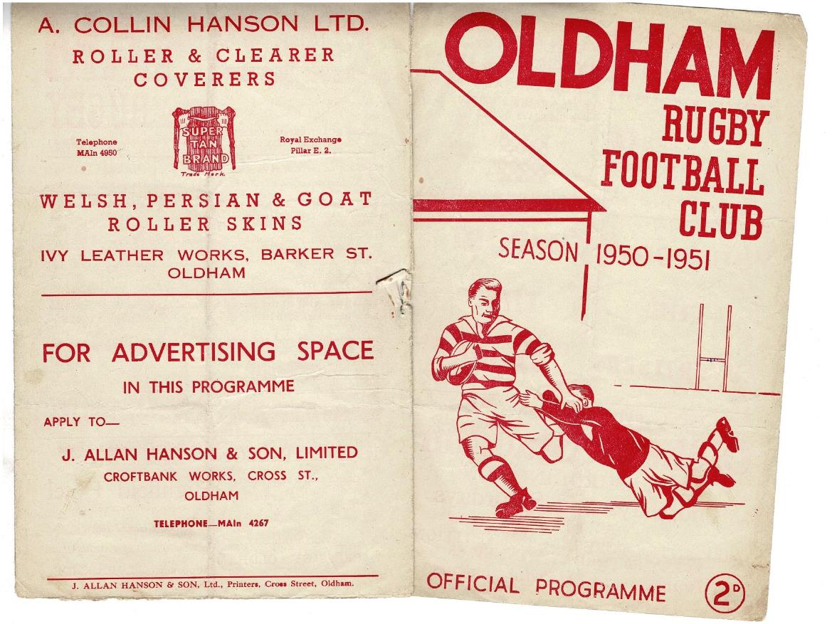 Programme cover: Oldham v Batley, 4 November 1950