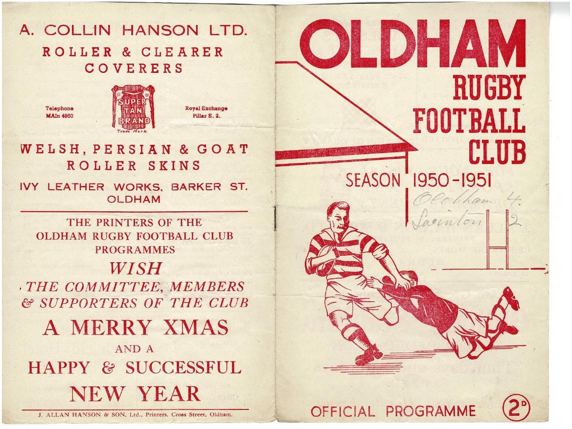Programme cover: Oldham v Swinton, 25 December 1950