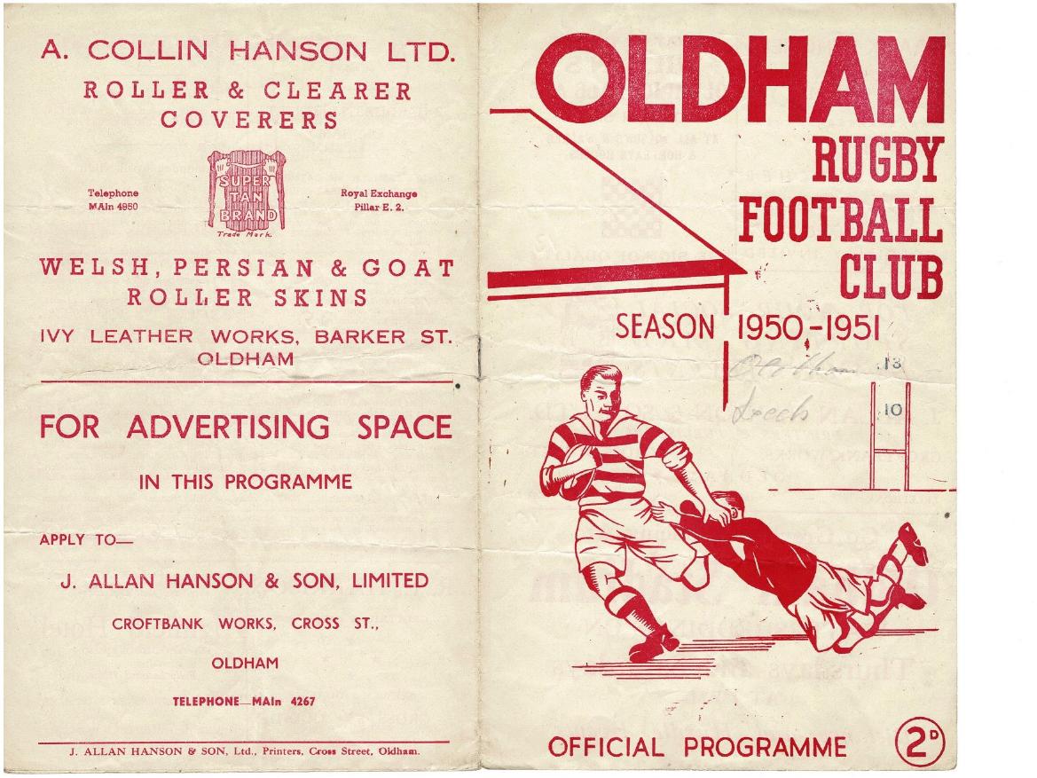Programme cover: Oldham v Leeds, 17 February 1951