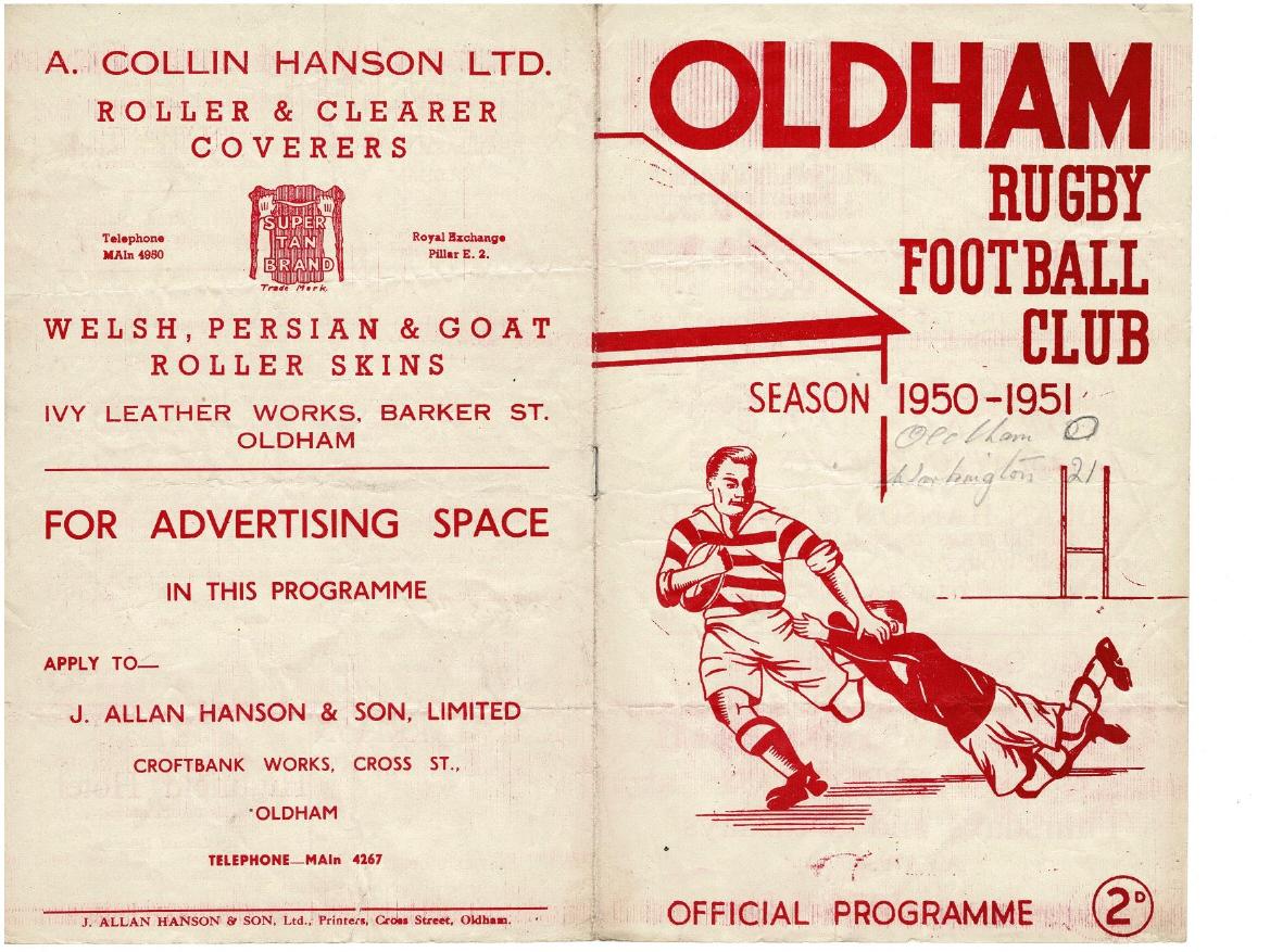 Programme cover: Oldham v Workington Town, 17 March 1951