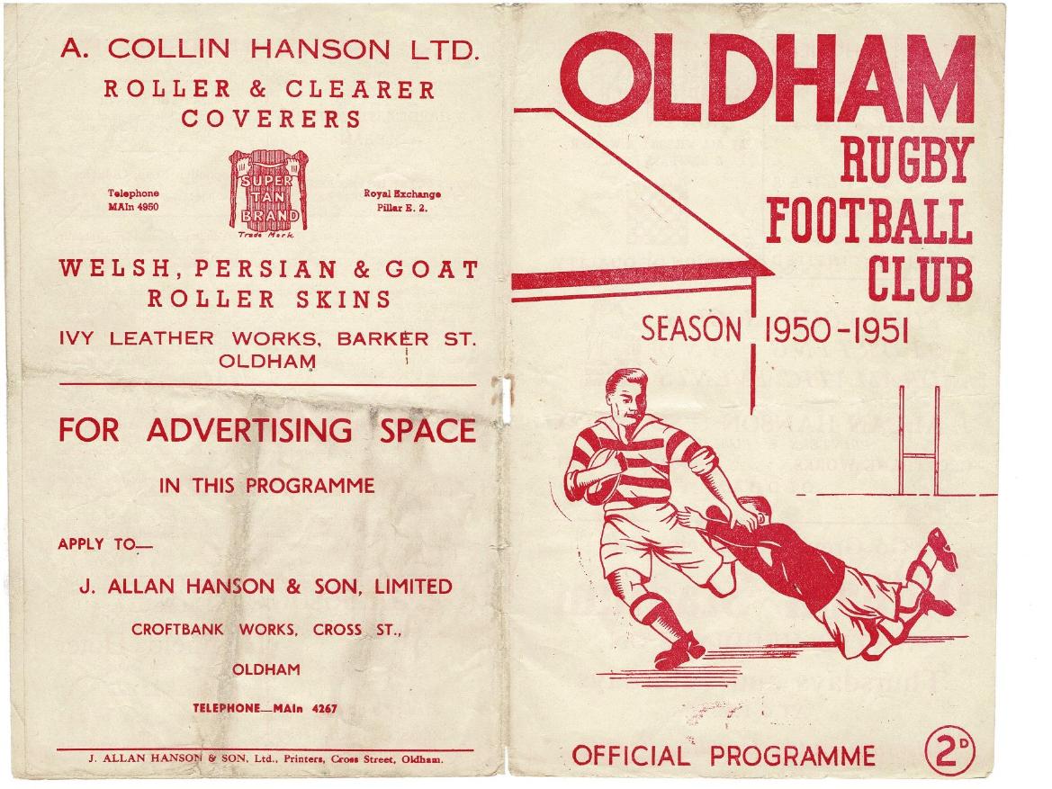 Programme cover: Oldham v St Helens, 26 March 1951