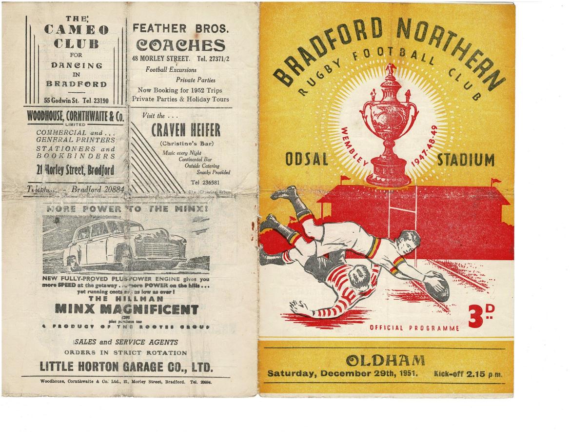 Programme cover: Oldham v Bradford Northern, 29 December 1951