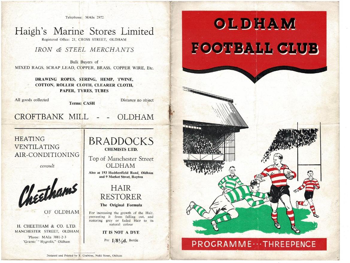 Programme cover: Oldham v Barrow, 3 January 1953