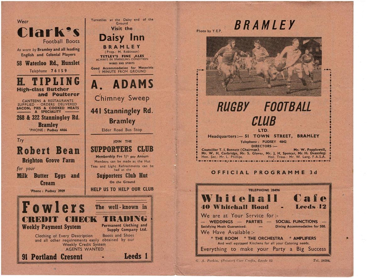 Programme cover: Oldham v Bramley, 8 March 1952